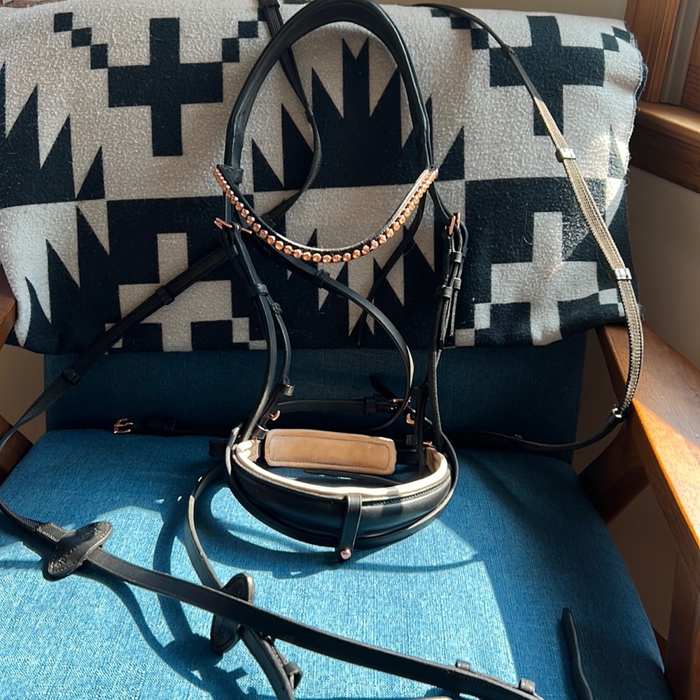 Kavalkade full size rose gold dressage bridle